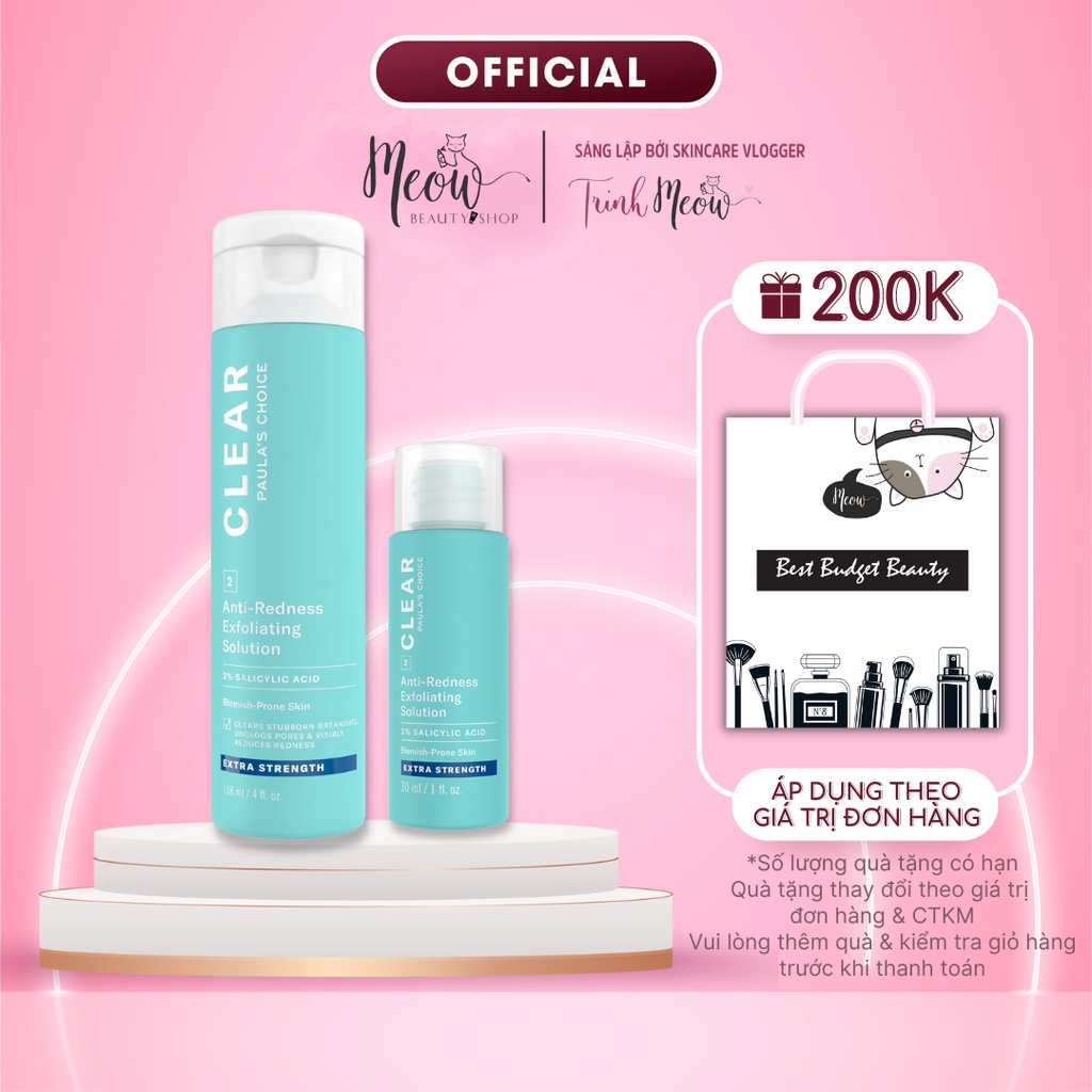 Dung dịch tẩy da chết Paula's Choice ngăn ngừa mụn Clear Extra Strength 30ml-118ml