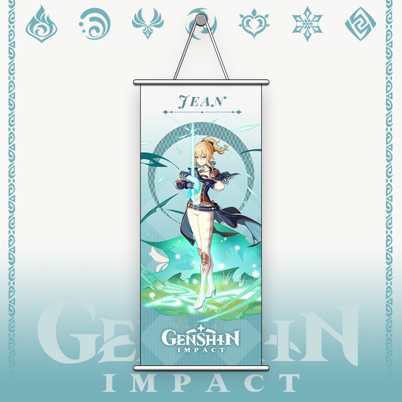 Genshin Impact Poster Wall Pendent Painting Hanging Anime 74x35CM Zhongli Ganyu Keqing Home Decor Posters Gift