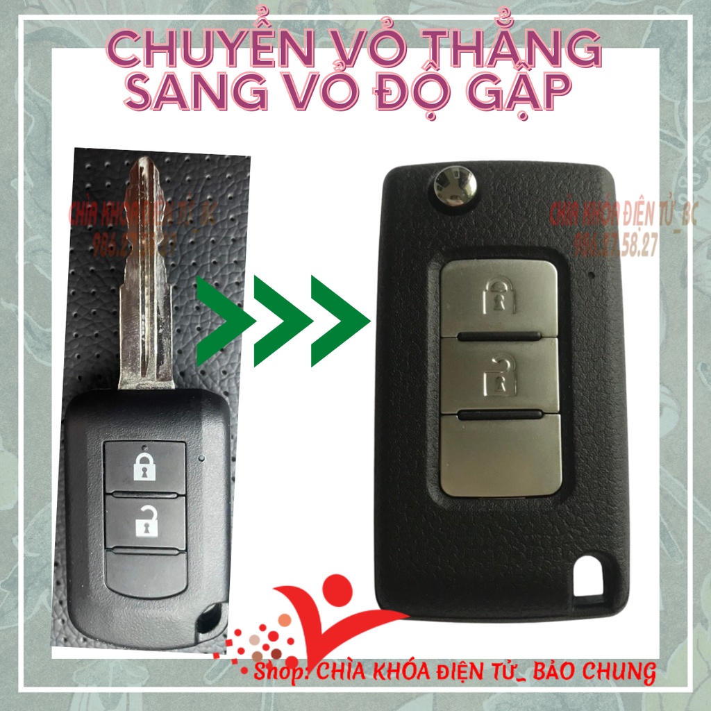 Vỏ độ gập chìa khóa xe ô tô mitsubishi Xpander, Attrage, Triton, Pajero 2016 - 2021, Outlander