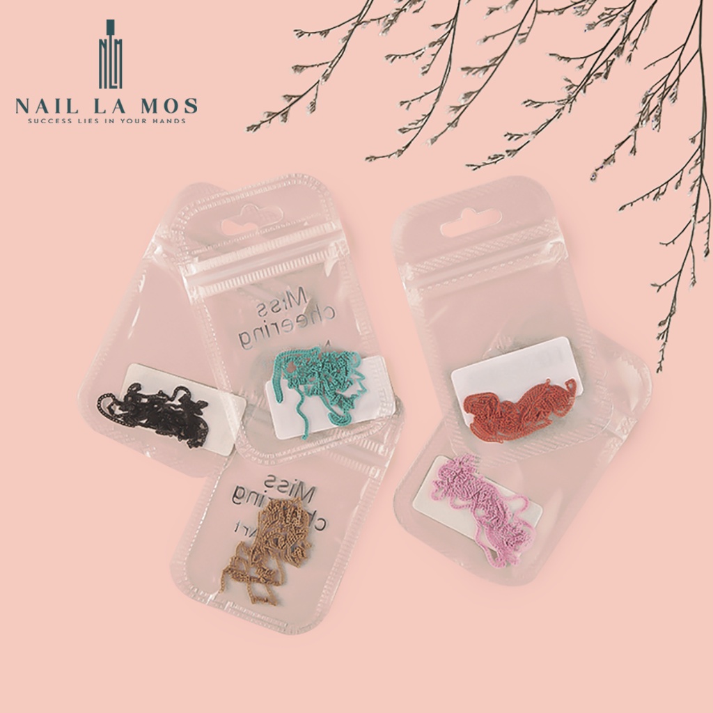 Dây xích nail trang trí móng tay - 12 mẫu dây xích nhiều màu phong cách Hàn Quốc (lẻ 1 dây)