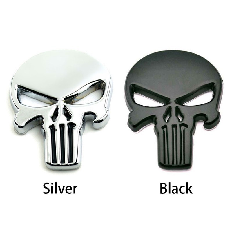 Sticker dán xe hơi đầu lâu 3D chống nước bằng kim loại