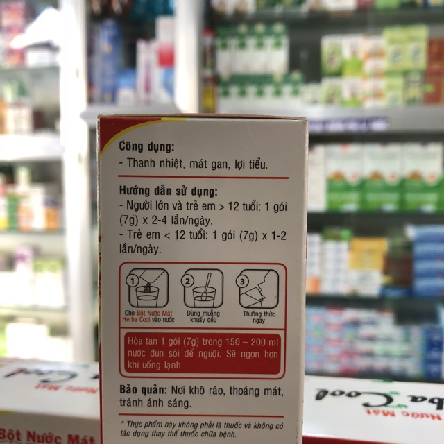 Bột Nước Mát Thanh Nhiệt Mía Lau  Herbacol Hộp 10 gói