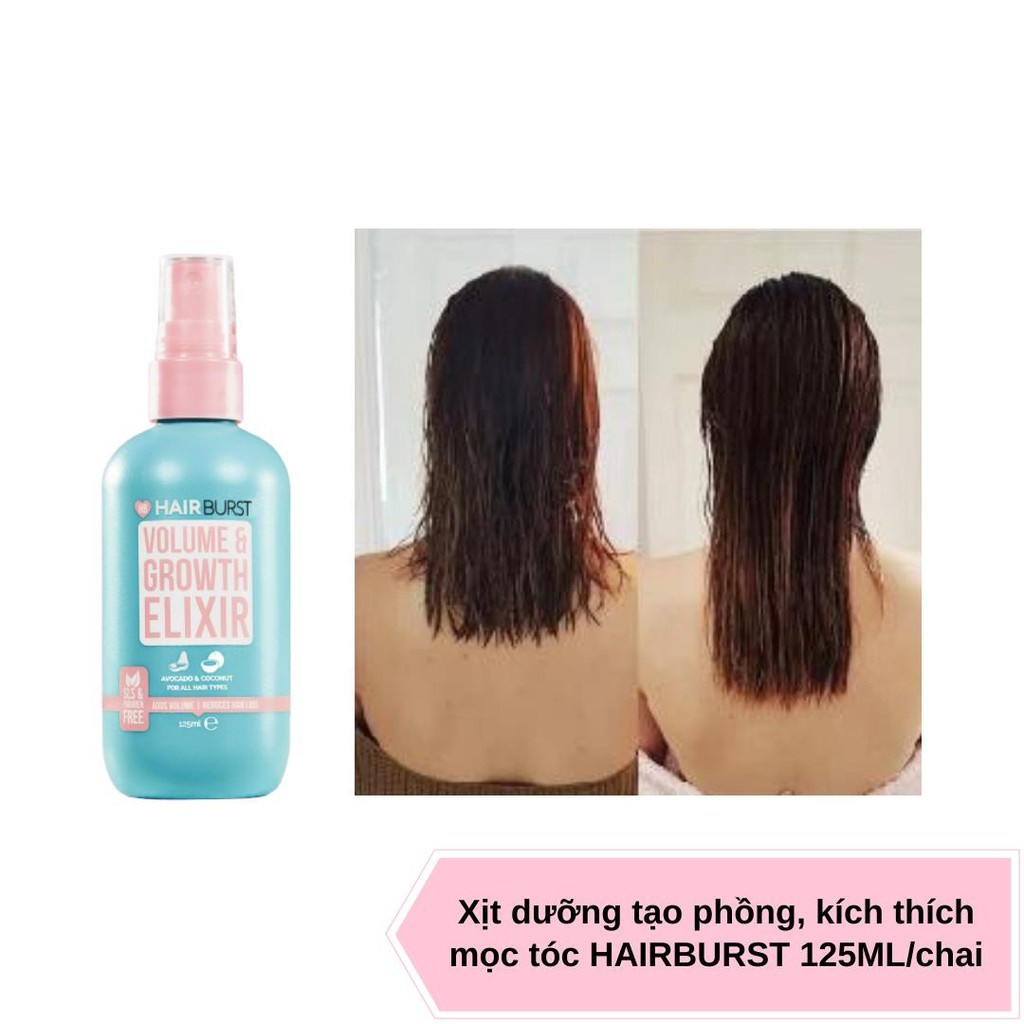 Xịt Hairburst volume and growth elixir tạo độ phồng và kích thích mọc tóc 125ml