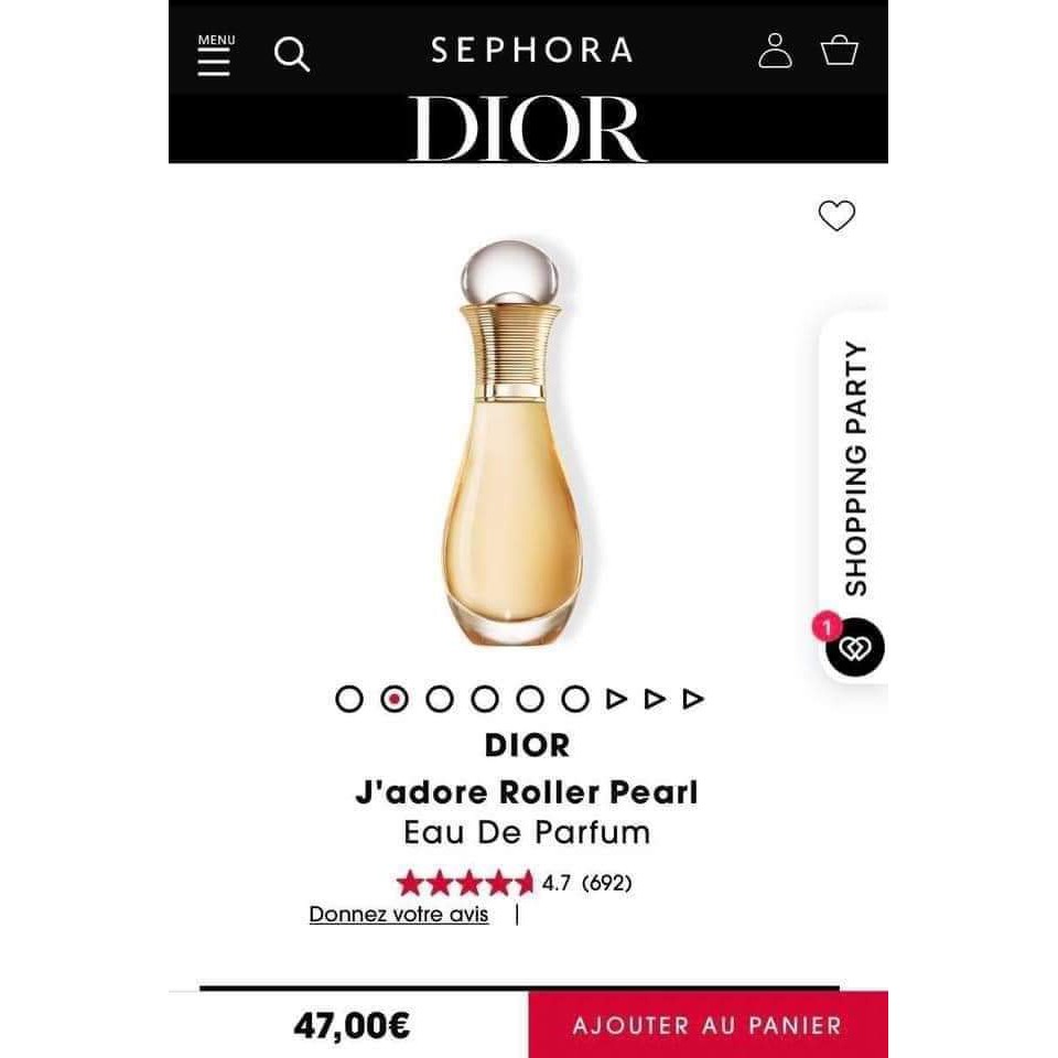 [Nobox] Nước Hoa Lăn Dior J'adore 20ml