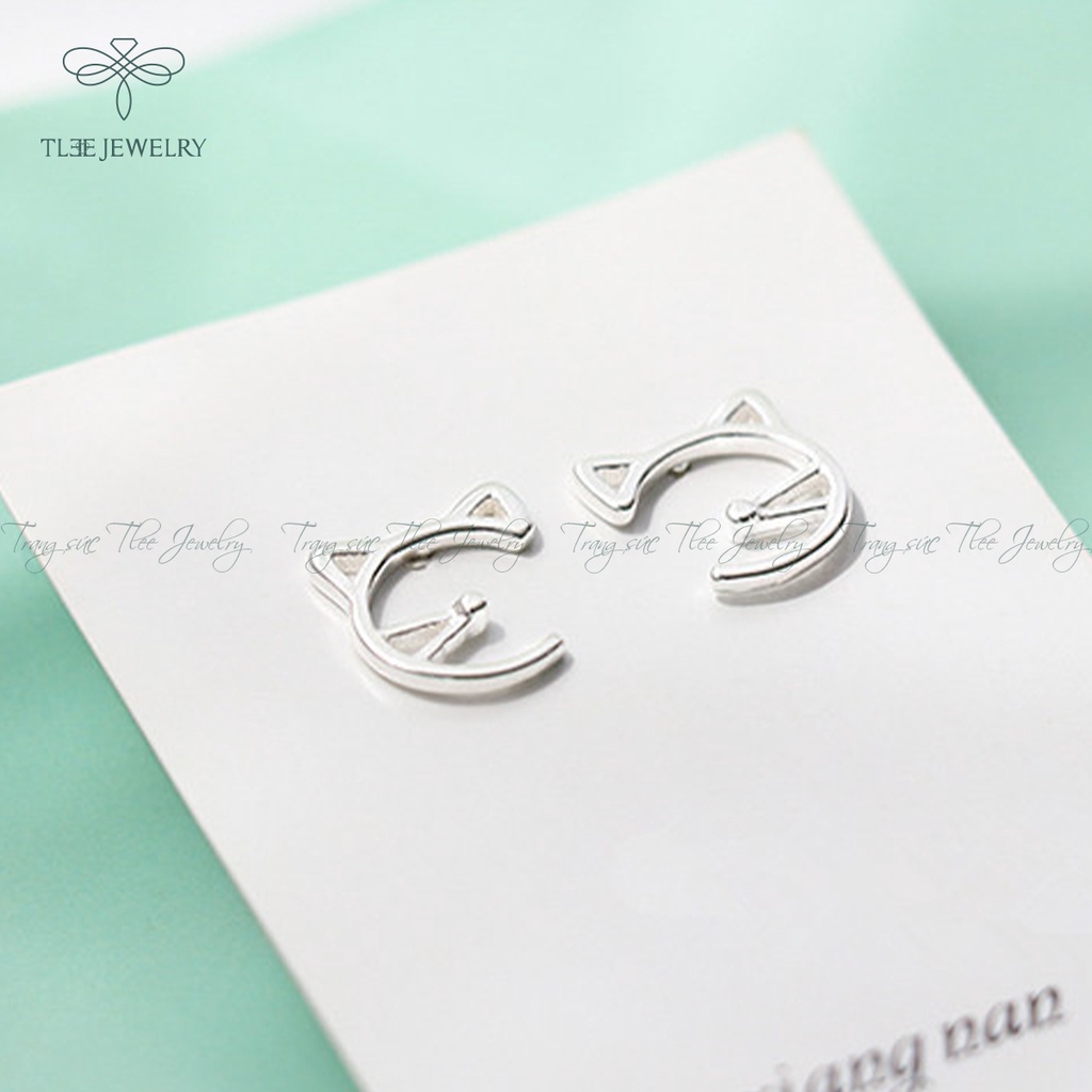 Khuyên tai bạc TLEE hình mặt mèo ngộ nghĩnh NCJ B0167