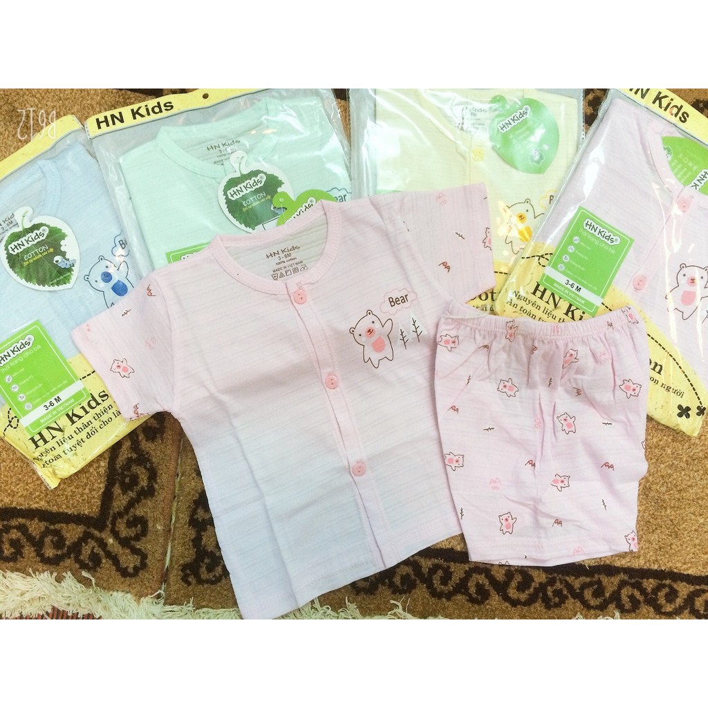 Bộ quần áo HN KID cộc tay cotton mềm mịn cho bé (4-15kg)