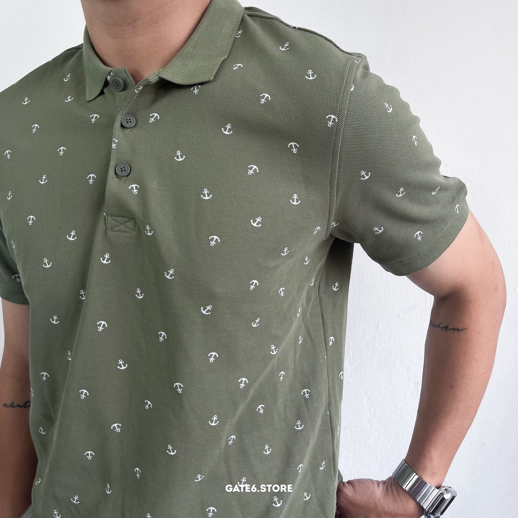 Áo polo nam BT mỏ neo, thun cổ bẻ cotton cá sấu in họa tiết công sở kiểu Hàn - GATE6 - #4775