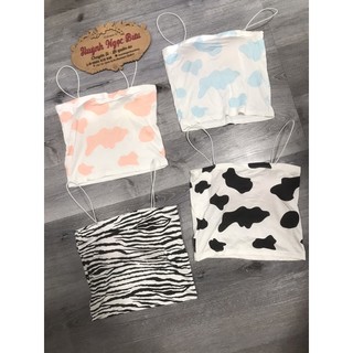 Áo croptop 2 dây bò sữa