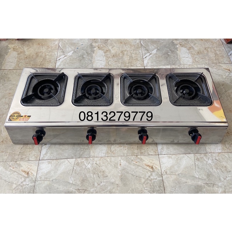Bếp Gas 4 Lò Mỳ cay - Bếp Mỳ Cay bánh xèo INox 4 cửa - Bếp Cơm Niêu