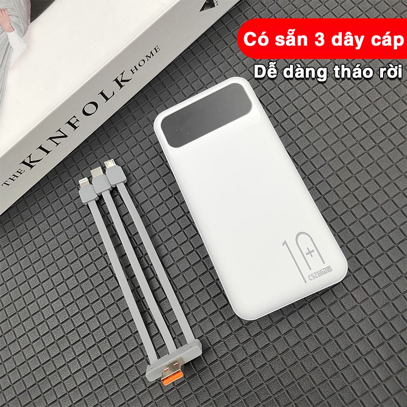 SẠC DỰ PHÒNG X13 10000mAh NHỎ GỌN VỚI CÁP SẠC 3IN1 CÓ THỂ THÁO RỜI TIỆN LỢI