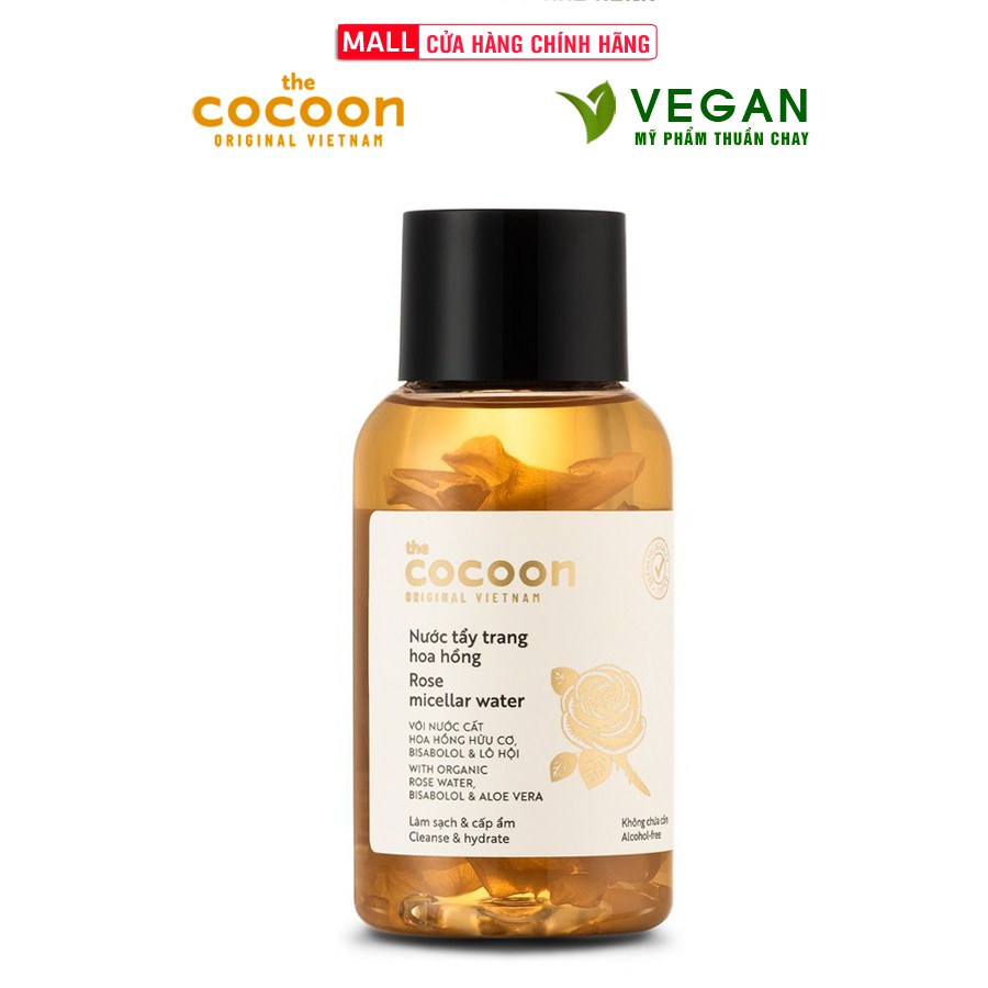 [Mã FMCGMALL -8% đơn 250K] Nước tẩy trang hoa hồng cocoon 140ml thuần chay sạch da cấp ẩm và làm dịu