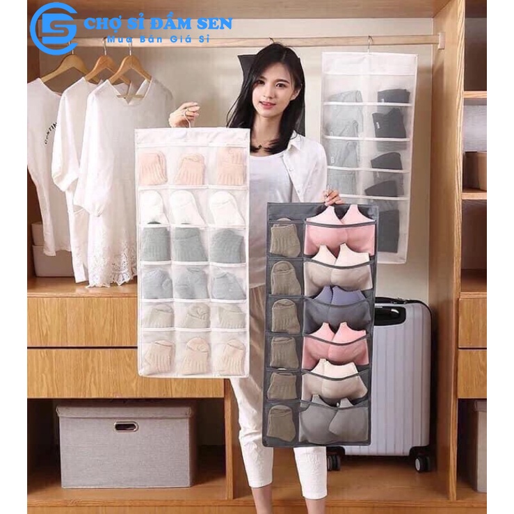 Túi lưới treo đựng đồ 2 mặt nhiều ngăn, túi đựng đồ cá nhân thông minh tiện ích G389-TuiLuoi-30N