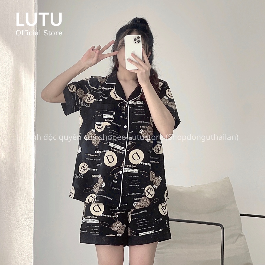 Bộ Pijama Lụa Cộc Tay Phối Viền Hàng Thiết Kế Cao Cấp Chất Mềm Mịn Mát | WebRaoVat - webraovat.net.vn