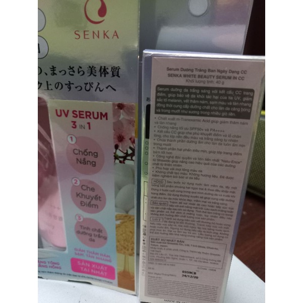 Serum Chống Nắng, Nâng Tông, Dưỡng Trắng Da Senka White Beauty Serum In CC SPF50+/PA++++ 40g