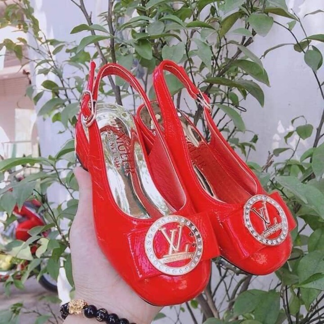 Giày búp bê gót đỏ cho bé