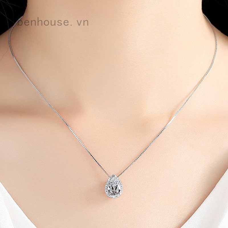 [Mã FASHIONT4FA2 giảm 10K đơn 50K] Dây chuyền nữ đẹp với mặt hình giọt nước đính đá sang trọng màu bạch kim