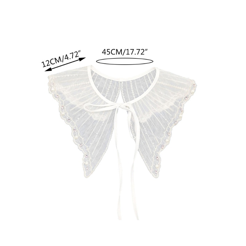 Yoioi Khăn Choàng Cổ Đính Hạt Ngọc Trai Giả Thêu Sọc Có Thể Tháo Rời Thắt Nơ Trang Sức Cho Nữ Ca