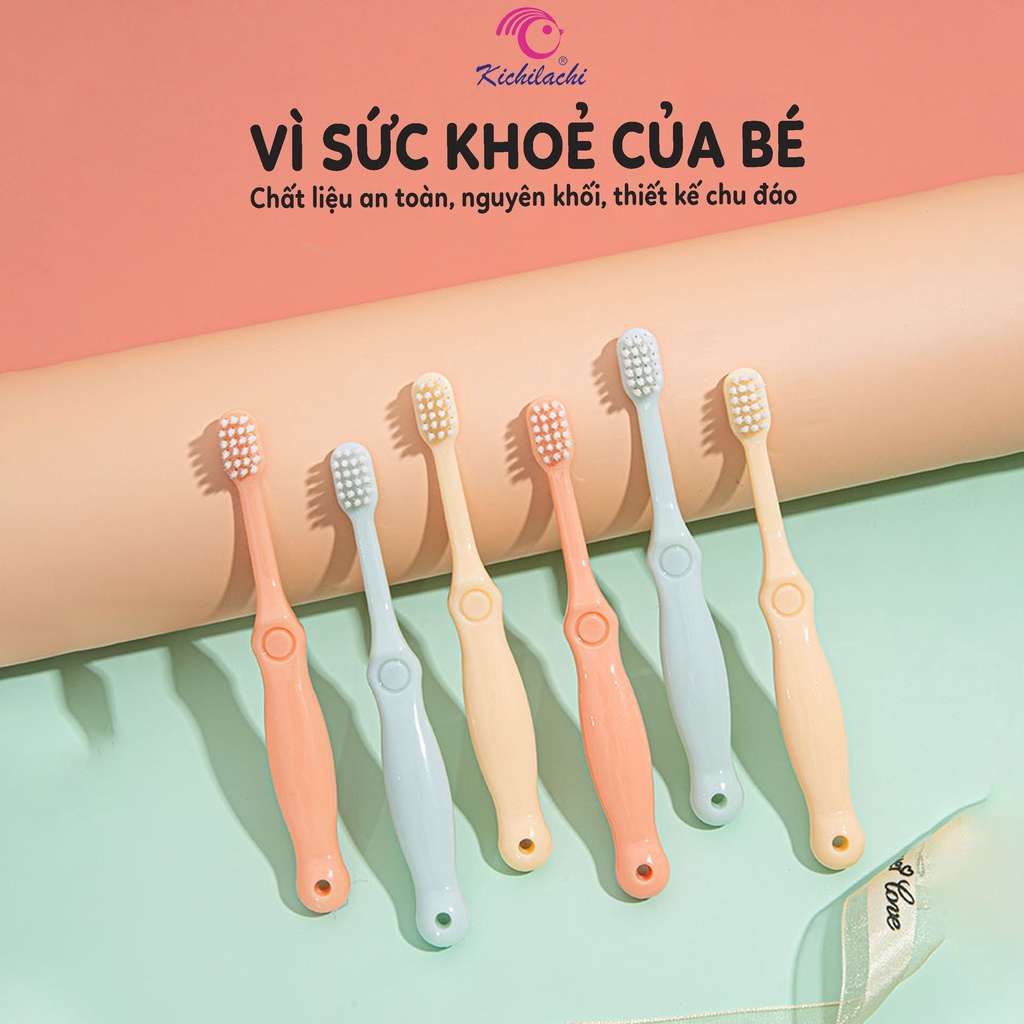 Set 3 bàn chải Kichi Kichilachi - bàn chải đánh răng an toàn tiện lợi tiết kiệm cho bé