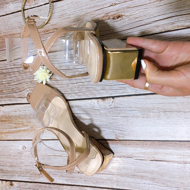 Giày sandal nữ quai trong meka mềm đế bọc đồng 4p xinh xắn