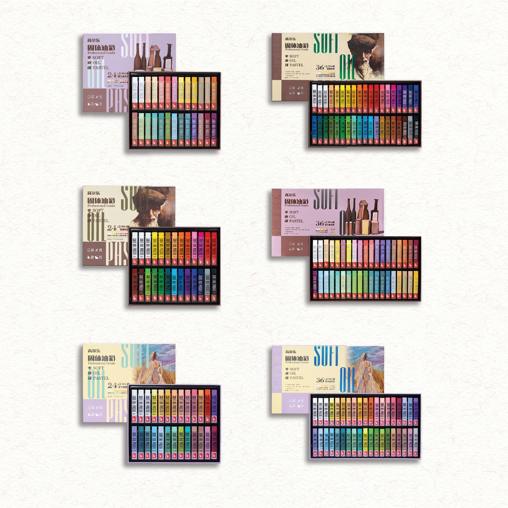 MÀU SÁP DẦU KUELOX THANH VUÔNG 24/36 MÀU / SÁP DẦU HẠNG HỌA SỸ SOFT OIL PASTEL