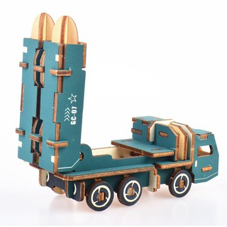 Đồ Chơi Lắp Ráp Gỗ 3D Mô Hình Xe Tên Lửa Mini