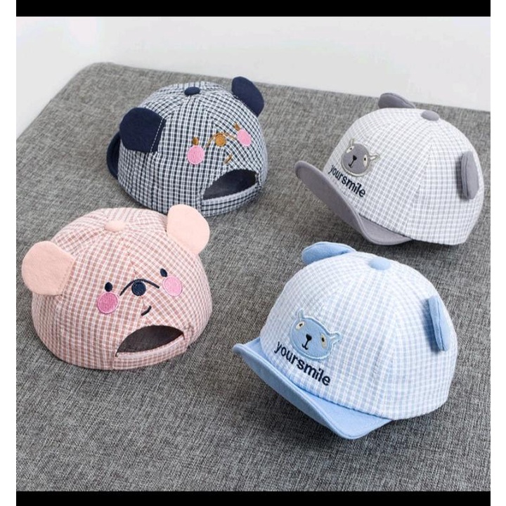 Mũ lưỡi trai kẻ sọc caro dễ thương thời trang cho bé