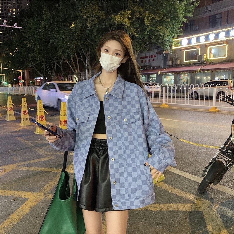 Áo sơ mi caro tay dài thời trang cho nữ