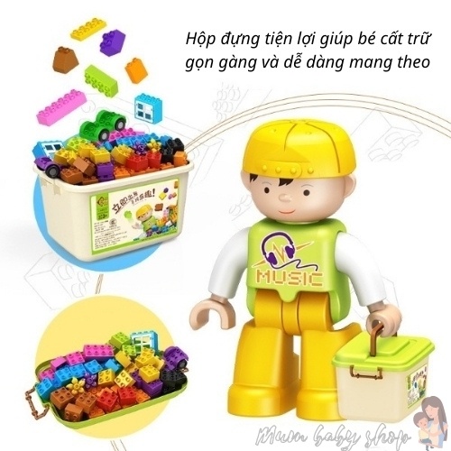 Bộ đồ chơi Lego cỡ lớn, xếp hình, ghép hình, lắp ráp, lắp ghép cho bé trai và bé gái 2 3 4 5 6 7 tuổi. Đồ chơi trẻ em