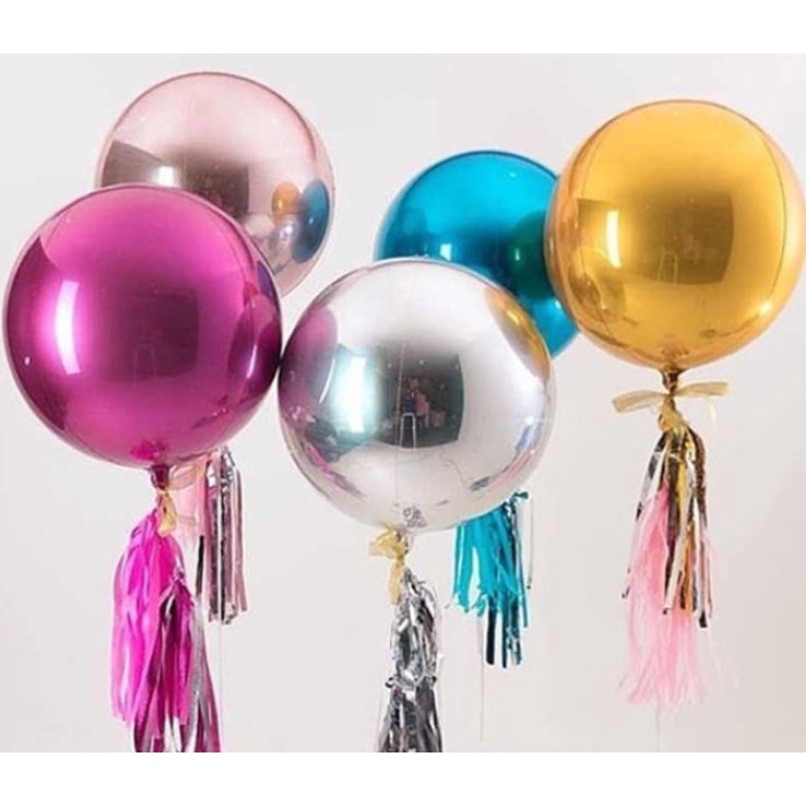 Bong Bóng Tròn 4D tráng nhôm trang trí sinh nhật happy birthday tiệc cưới sự kiện