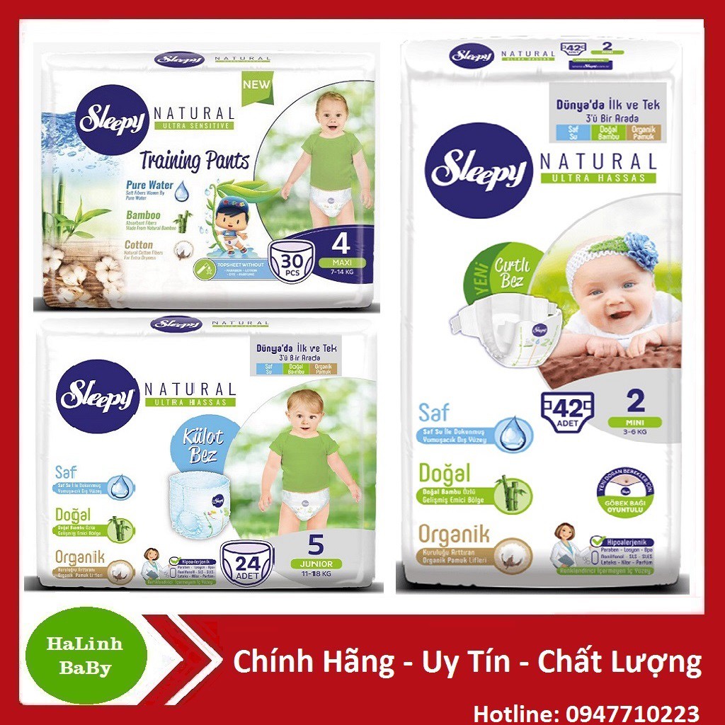 Bỉm Tã Dán/Quần Sleepy Organic Đủ Size (S42.M34.L30.XL24.XXL20)