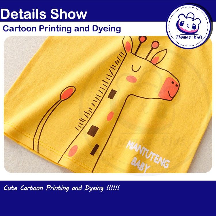 Áo Thun Tay Ngắn Chất Liệu 100% Cotton In Họa Tiết Động Vật Vui Nhộn Thời Trang Cho Bé Từ 1-5 Tuổi