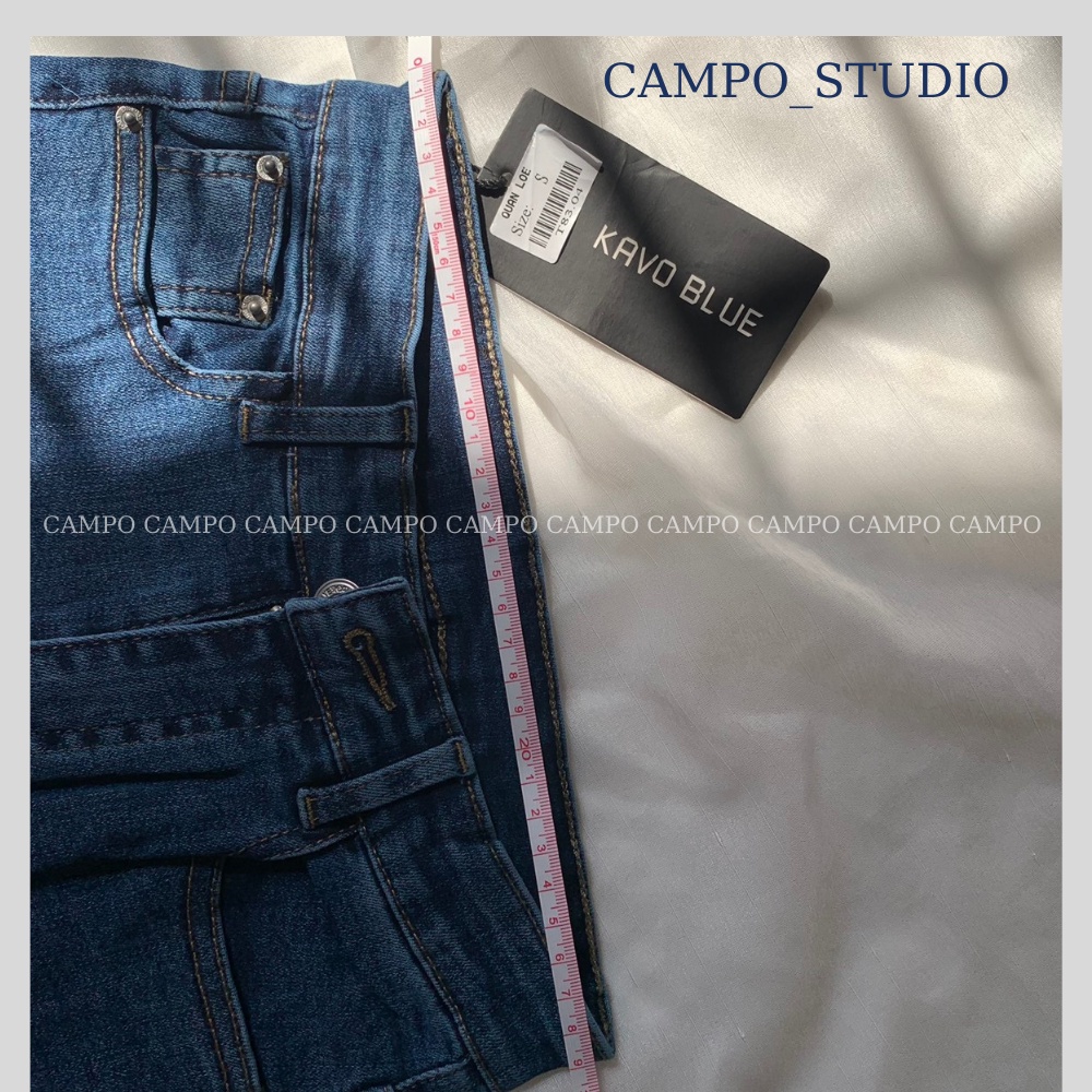 Quần jeans ống loe xanh CAMPO quần bò nữ siêu hack dáng