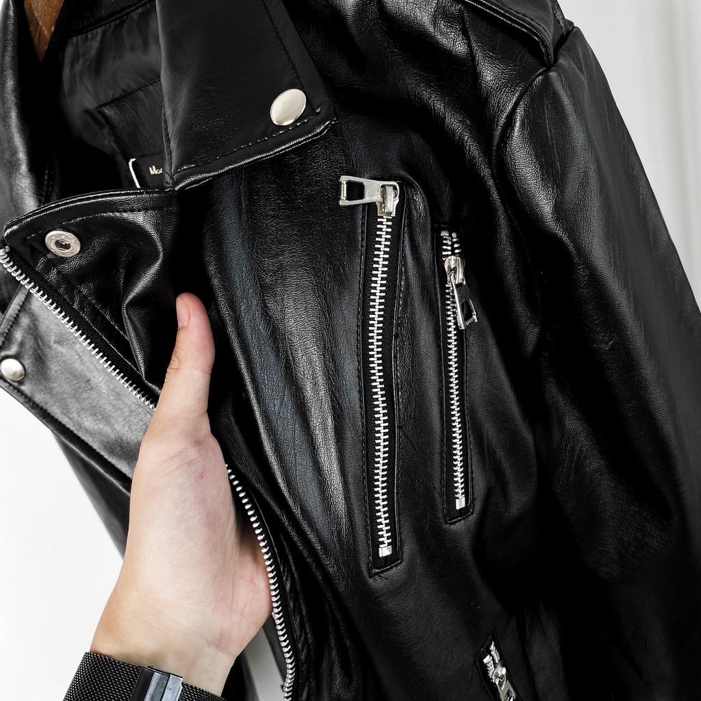 Áo da biker đen, áo khoác da nam nữ unisex, MSW Town | BigBuy360 - bigbuy360.vn