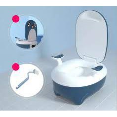 Bô Vệ Sinh Chim Cánh Cụt Cho Bé - Bệt Ngồi Toilet Trẻ Em, Di Động, Đế Chống Trơn Trượt, Khay Hứng Rời Tháo Lắp Dễ Dàng,