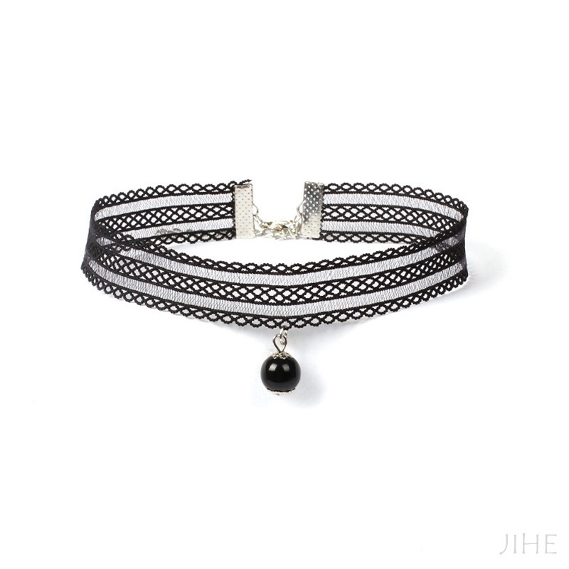 Vòng Cổ choker Ren Đính Đá Pha Lê Nhân Tạo Phong Cách Nhật Bản