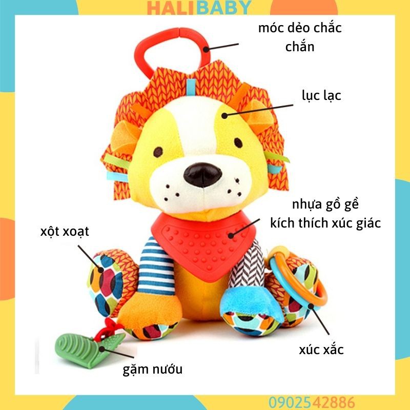 Treo nôi thú bông lục lạc cho bé xúc xắc gặm nướu vải bông cao cấp an toàn HALIBABY TN24