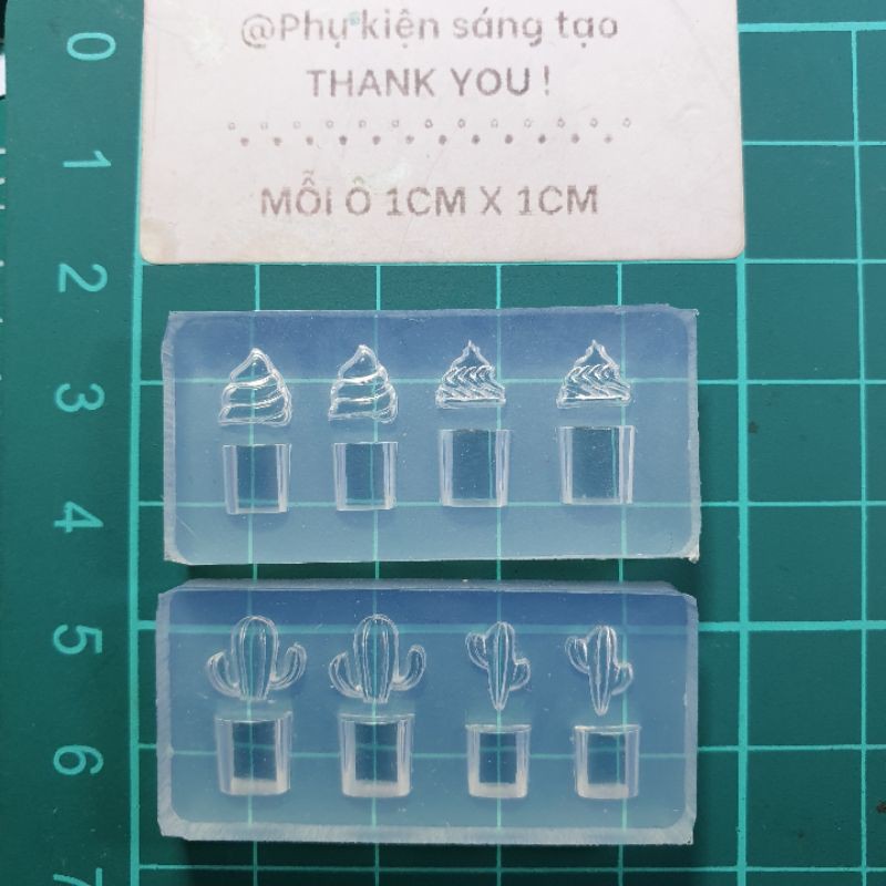 Combo 2 khuôn silicon trang trí nail-keycap dễ thương