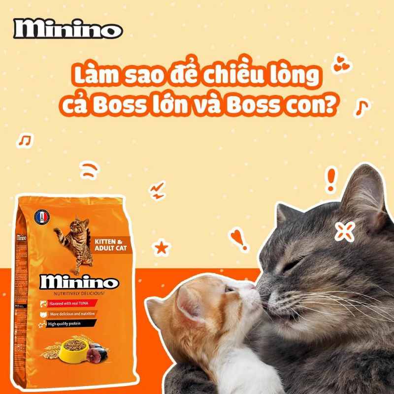 [MININO TUNA] [1,3KG] Thức ăn hạt cao cấp Minino cho mèo mọi lứa tuổi - Vị cá ngừ