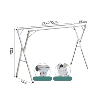 Giá phơi đồ chữ X co giãn 1,35-2m chất liệu không rỉ tặng kẹp móc