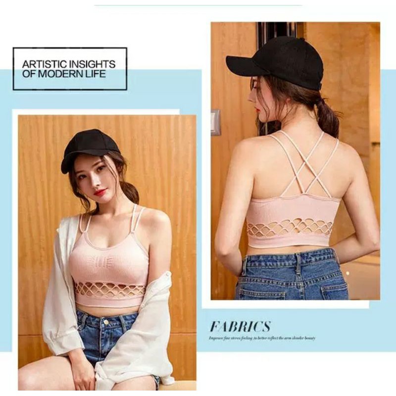 Áo Croptop Len Tăm Dây Đan Chéo Thiết Kế Lỗ Ren Sexy