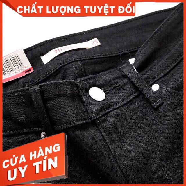 Quần jeans skinny đen rách gối- jeans mềm giãn