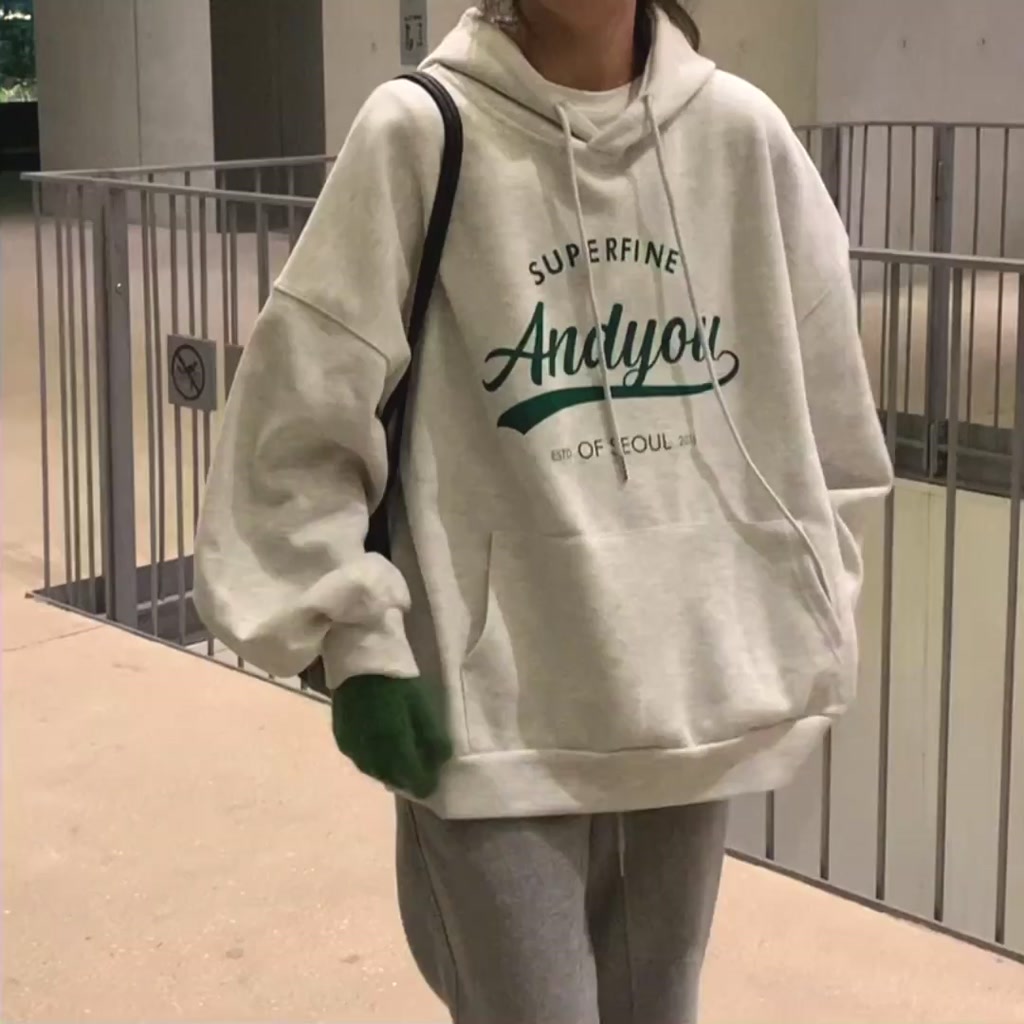 Áo hoodie SUXI dáng rộng màu sắc thời trang Hàn Quốc cho nữ | BigBuy360 - bigbuy360.vn