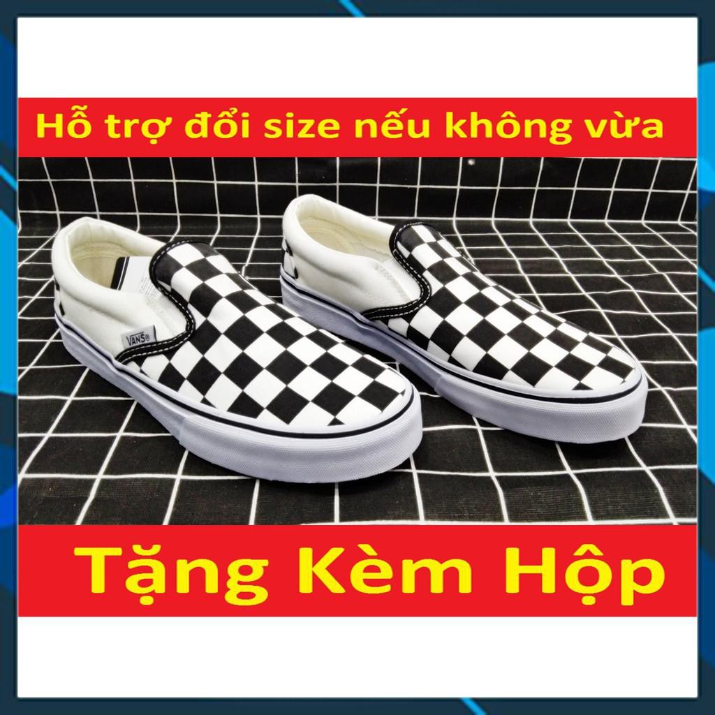 [FREESHIP + HỘP] GIÀY THỂ THAO VẢI LƯỜI CARO TRẮNG ĐEN