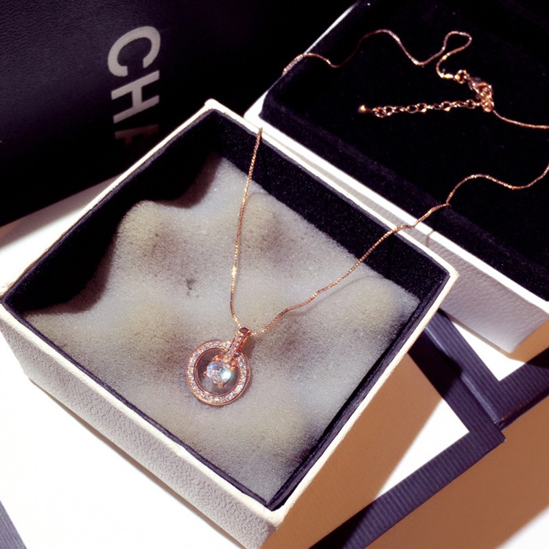 Vòng cổ hợp kim đính đá zircon phong cách thời trang 2 màu tùy chọn