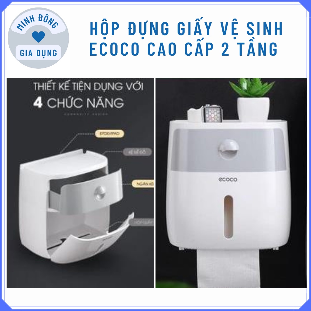 Hộp đựng giấy vệ sinh ecoco dán tường cao cấp 2 tầng đa năng sang trọng ,tiện dụng- Kệ đựng giấy vệ sinh nhà tắm.