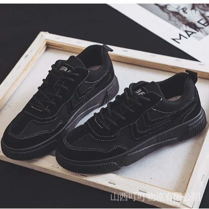 Giày Thể Thao Canvas Màu Đen Đế Bằng Dễ Phối Đồ Size Lớn 41-43 Cho Nữ