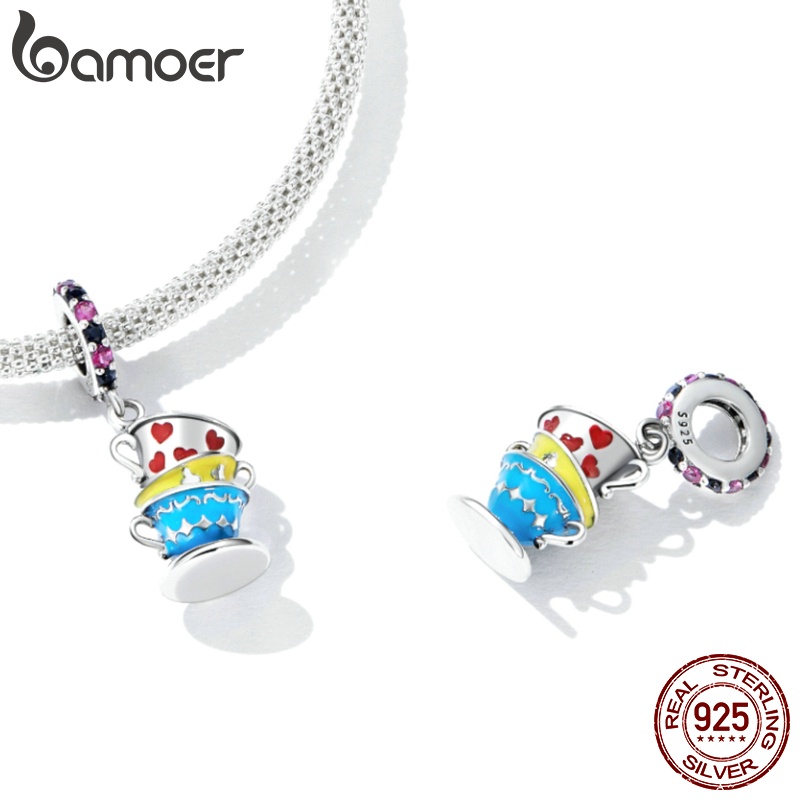 Mặt dây BAMOER bằng bạc 925 đính đá zircon nhiều màu thích hợp làm quà sinh nhật