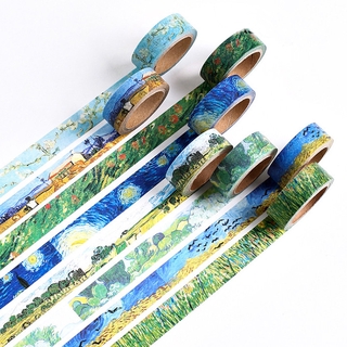 Băng dán washi phong cách Van Gogh trang trí sổ kỷ niệm