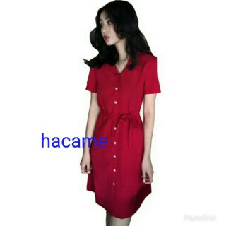 Váy cúc dài màu đỏ
