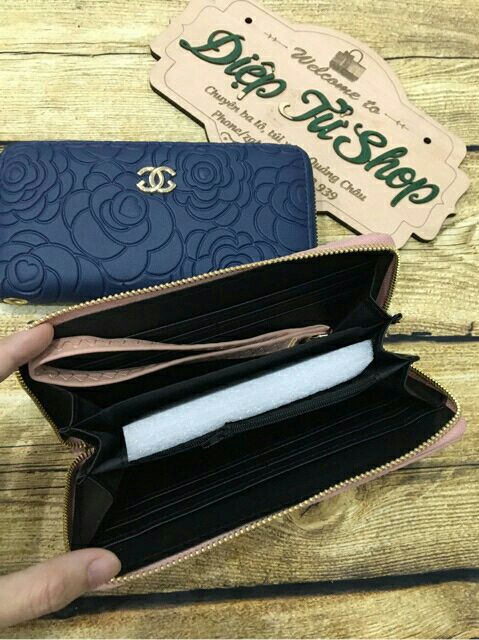 Bóp ví nữ thời trang hoa hồng cao cấp tặng các bạn gái , cô giáo lễ, sinh nhật- vi TLVI00084